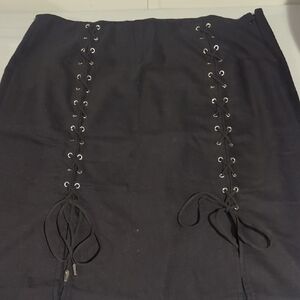 Prabal Gurung Black Lace-Up Pencil Skirt